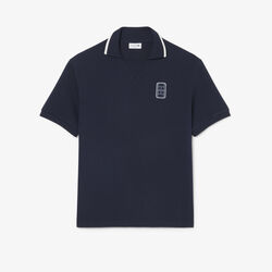 lacoste loose fit embroidered badge pique polo shirt