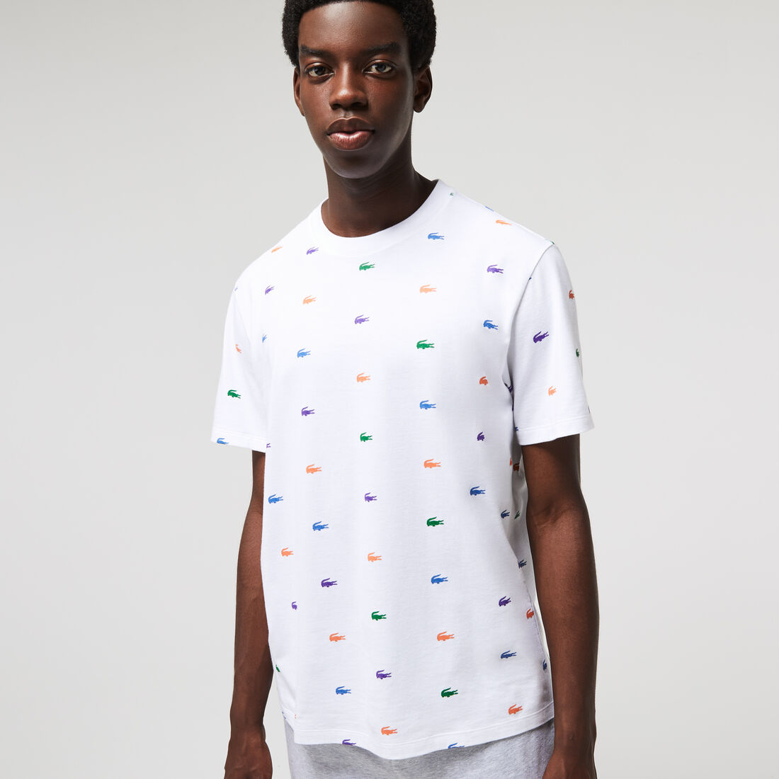 Men's Crocodile Print Crew Neck Cotton Indoor T-Shirt