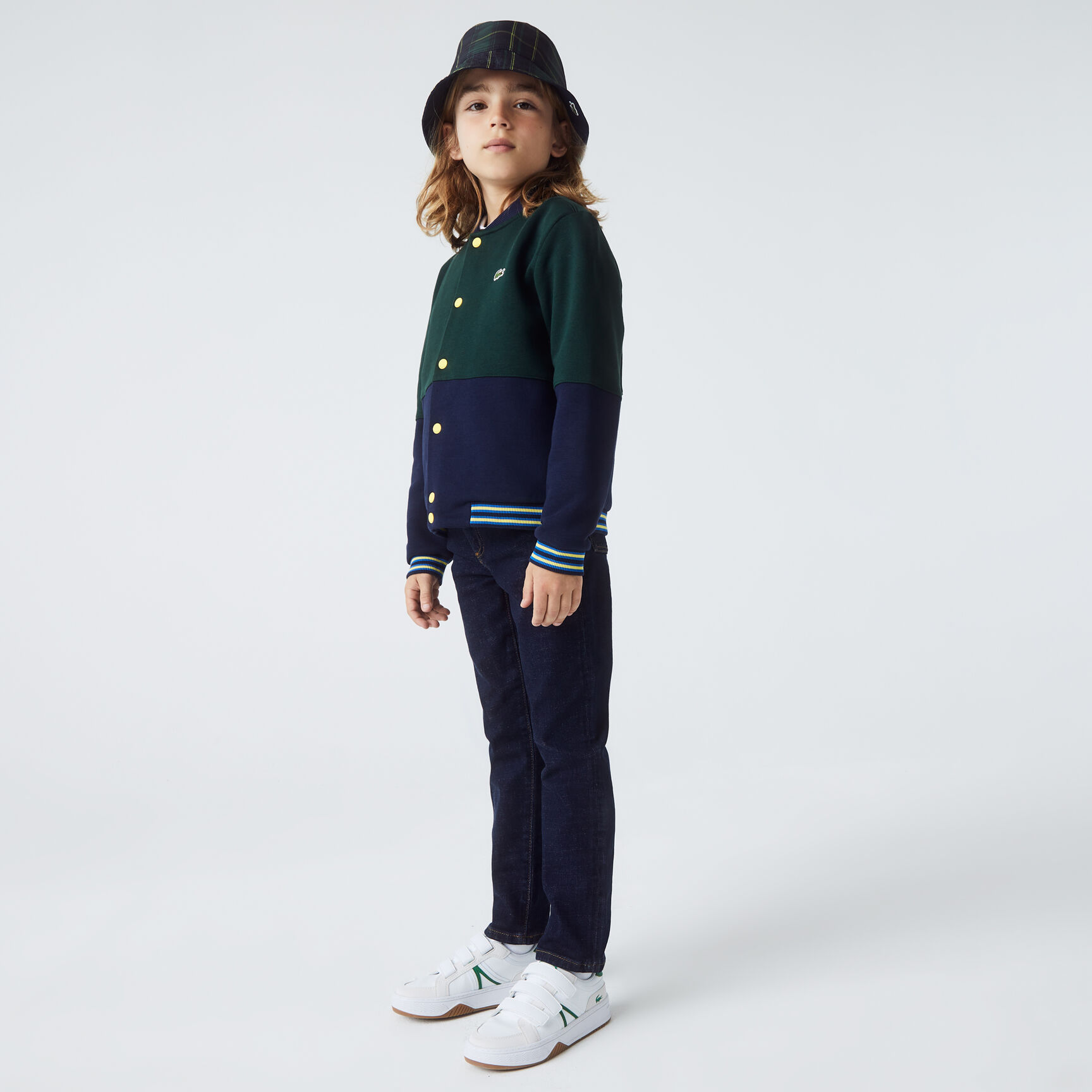 Boys' Lacoste Striped Organic Cotton Varsity Jacket