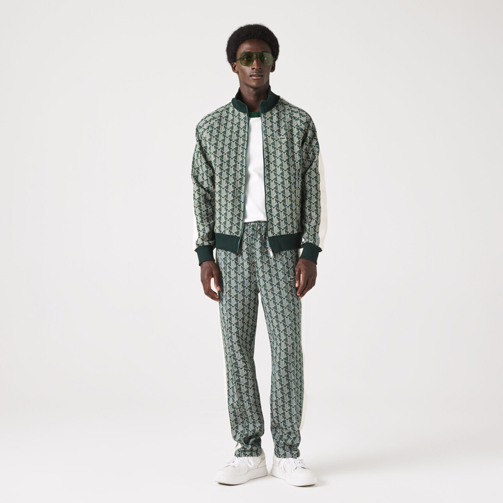 Men's Regular Fit Monogram Print Zip Sweatshirt Men's Regular Fit Monogram Print Zip Sweatshirt