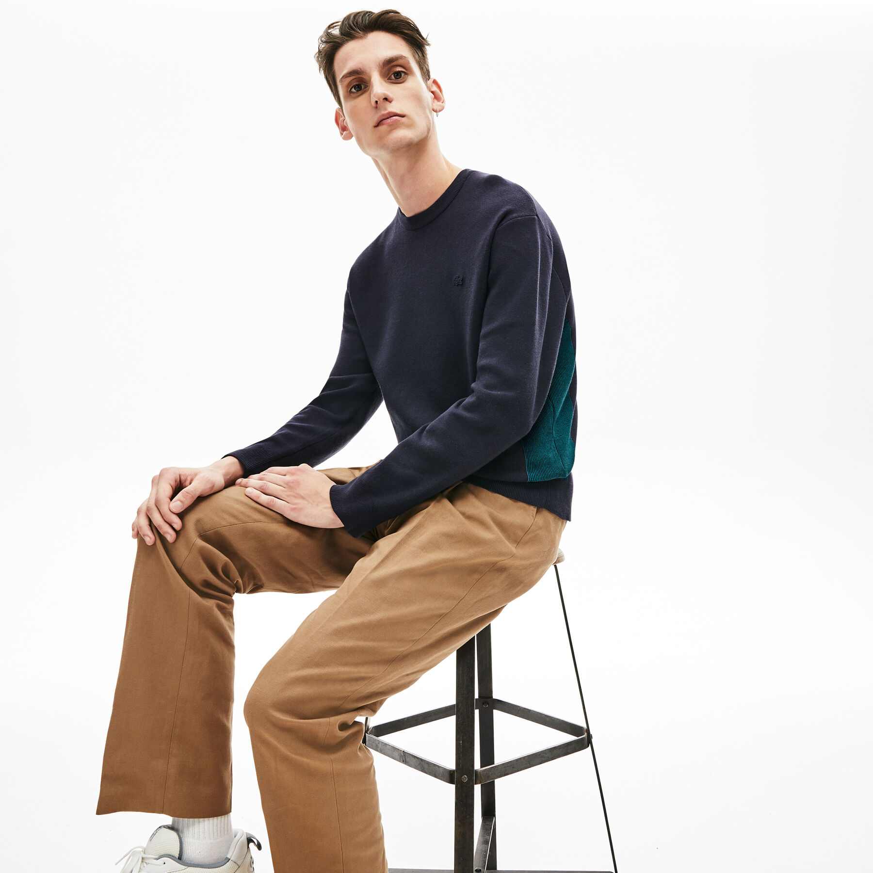 Men's Contrast Effects Knit Sweater lacoste men s contrast effects knit sweater