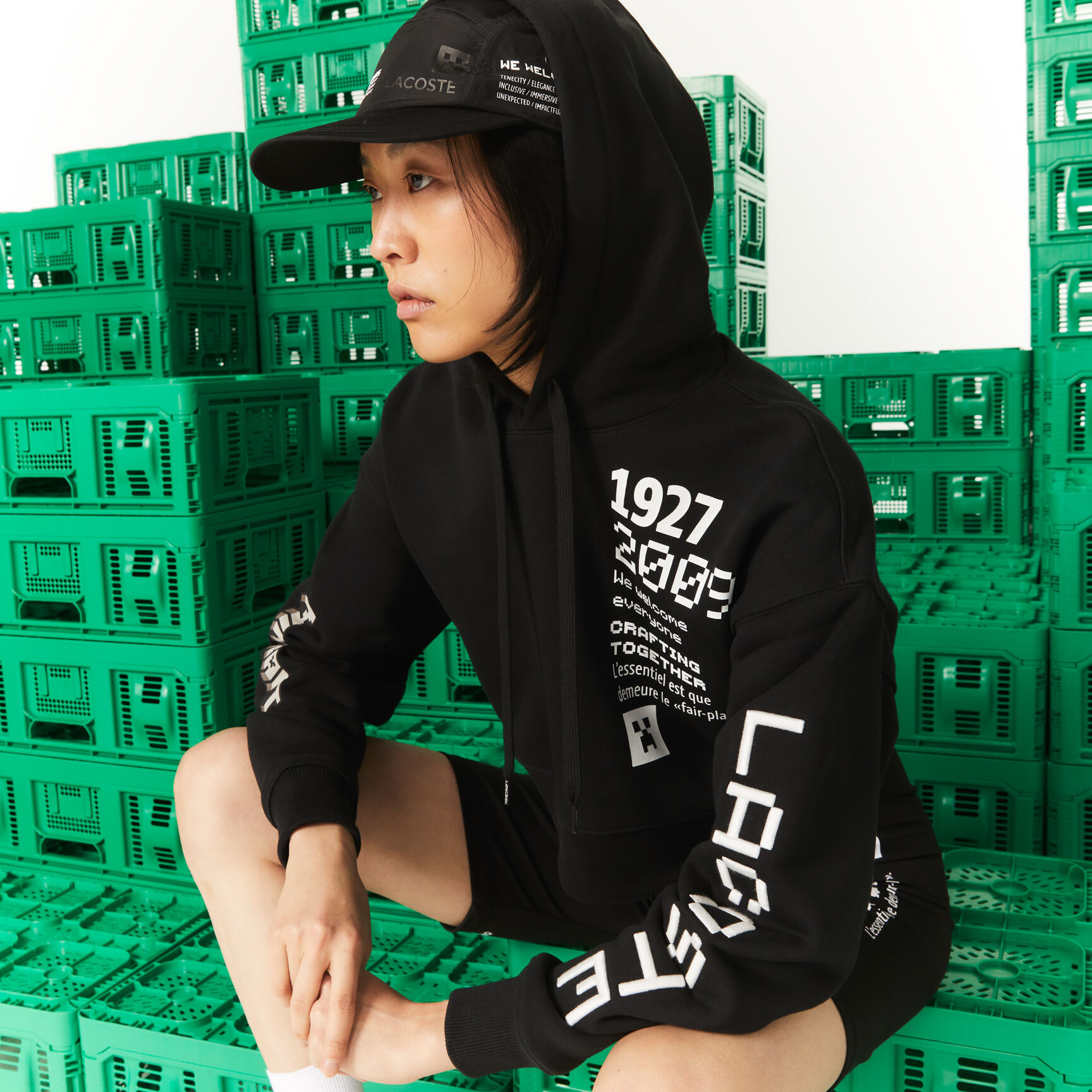Women's Lacoste L!VE Collab Minecraft Oversized Fleece Hoodie