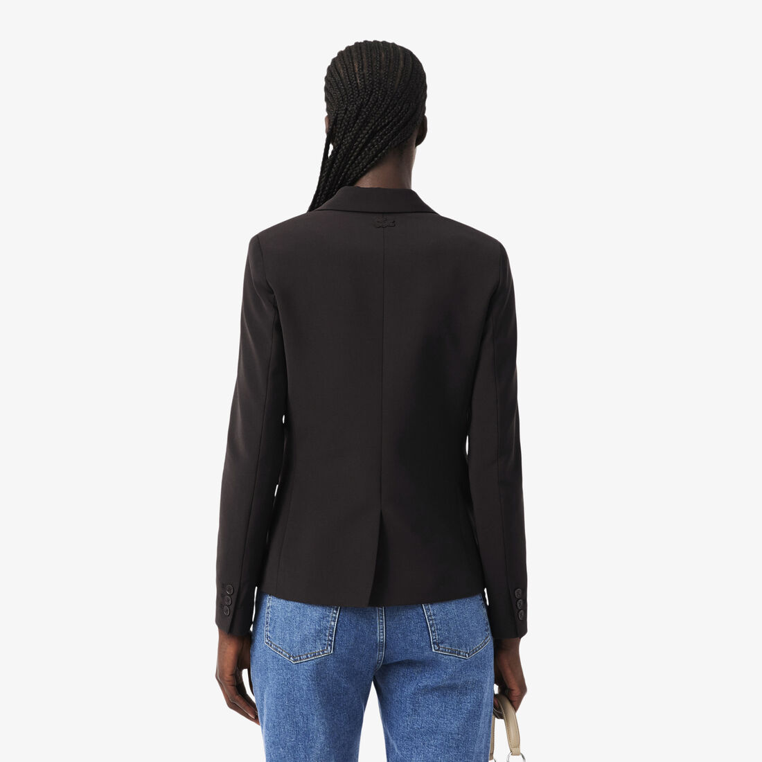 بليزر صوفي ضيق بشعار الماركة مطرز بليزر صوفي ضيق بشعار الماركة مطرز