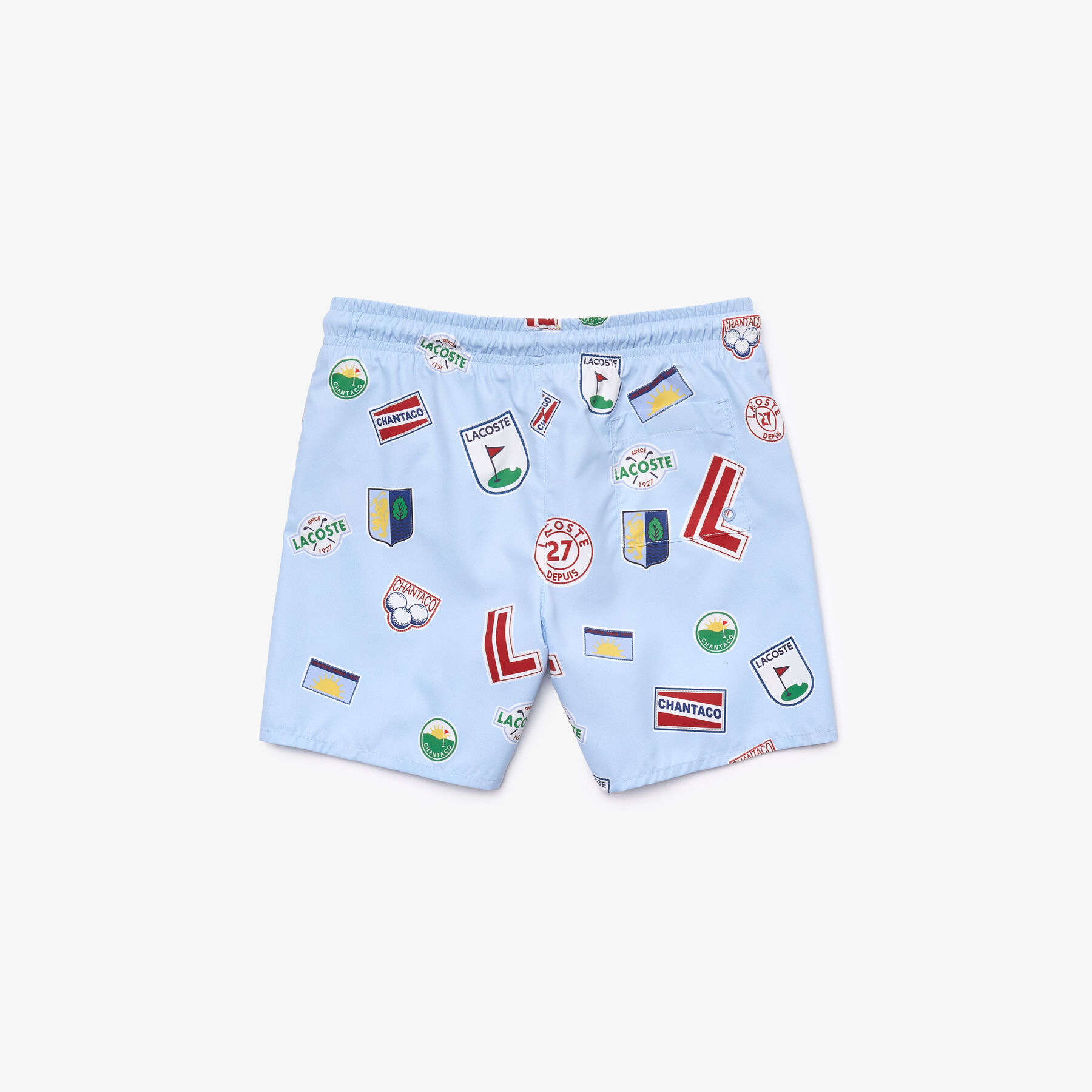 lacoste boys  quick dry badge print swimming trunks