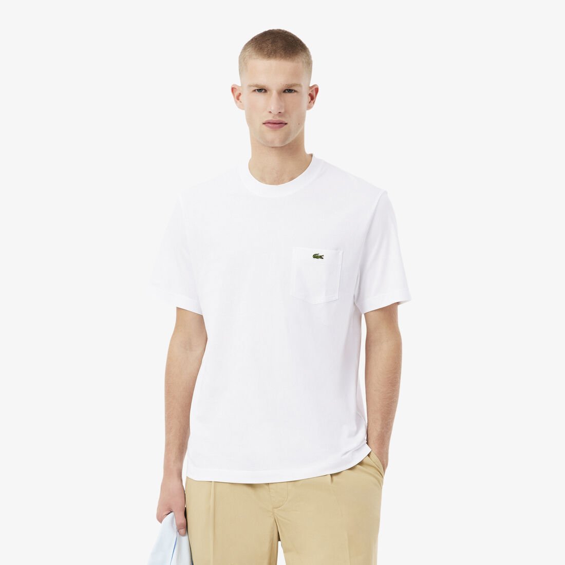 تي شيرت قطني مع جيب على الصدر