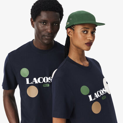 لاكوست تي شيرت جيرسيه قطني مطبوع
