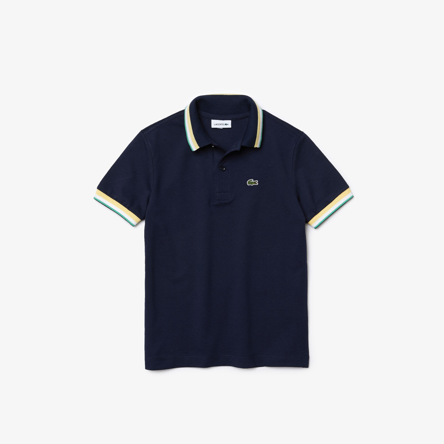Boys' Lacoste Striped Details Cotton Piqué Polo Shirt Boys' Lacoste Striped Details Cotton Piqué Polo Shirt