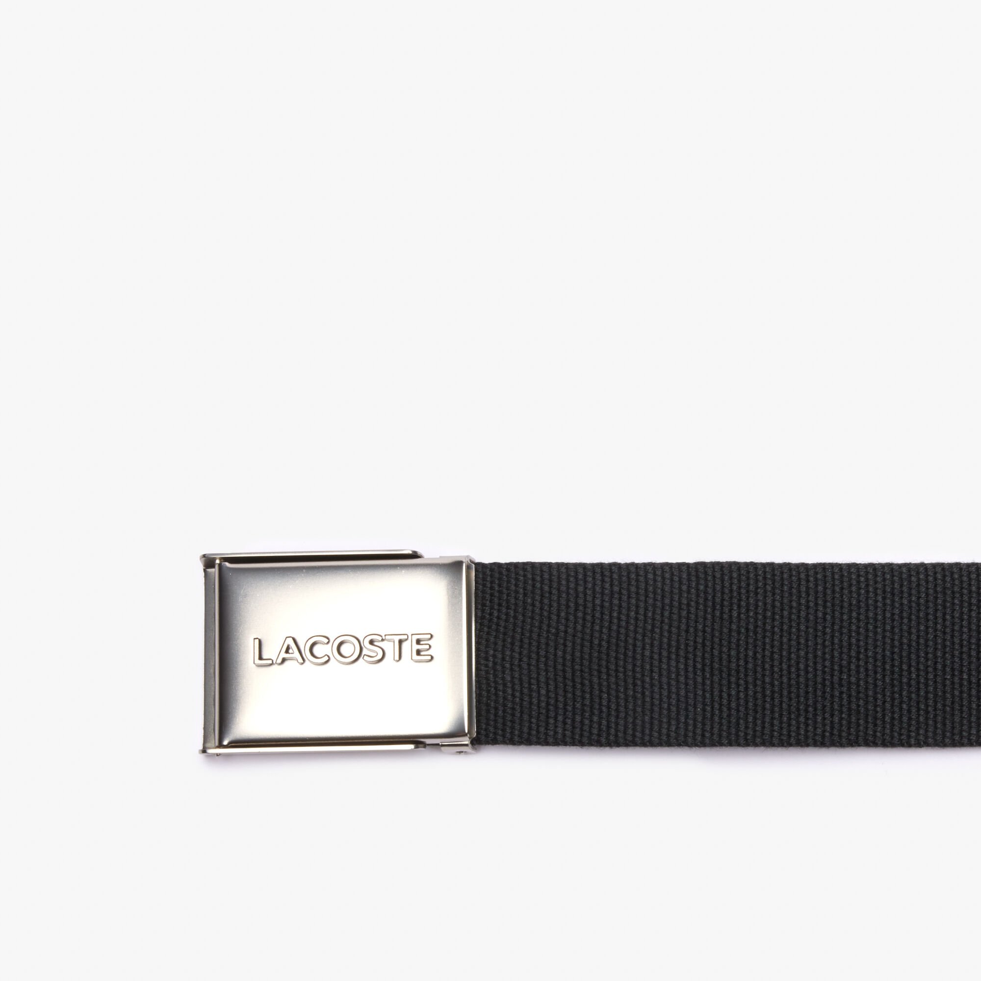 Men's Made in France Lacoste Engraved Buckle Woven Fabric Belt Men's Made in France Lacoste Engraved Buckle Woven Fabric Belt