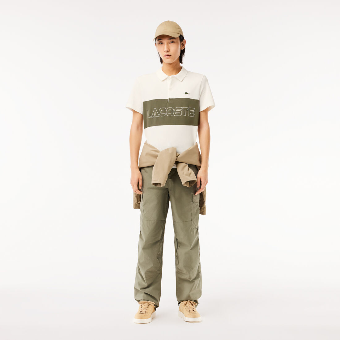 تي شيرت بولو L.12.12 بيكيه قطن مزين برقعة تي شيرت بولو L.12.12 بيكيه قطن مزين برقعة