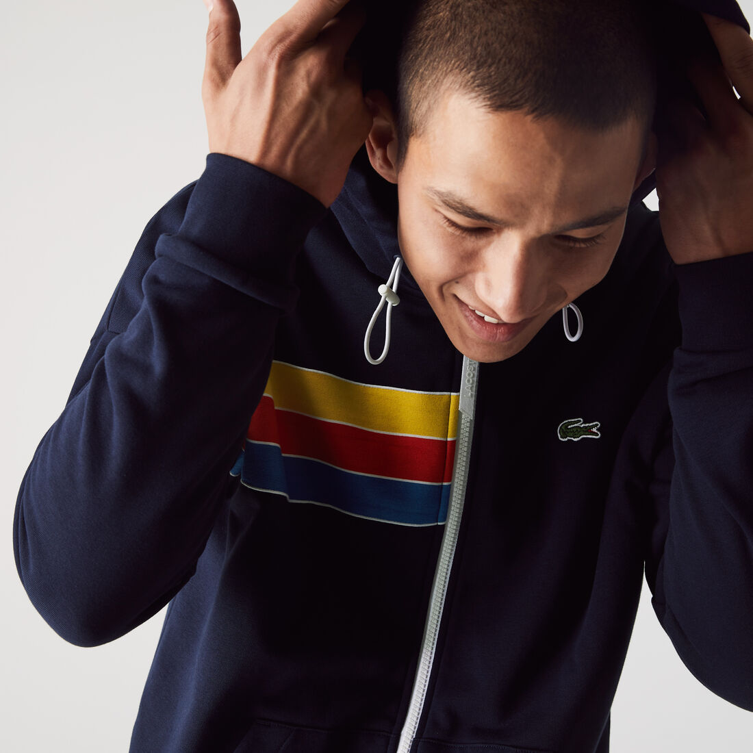 Men's Lacoste SPORT Hooded Colourblock Fleece Zip Sweatshirt Men's Lacoste SPORT Hooded Colourblock Fleece Zip Sweatshirt