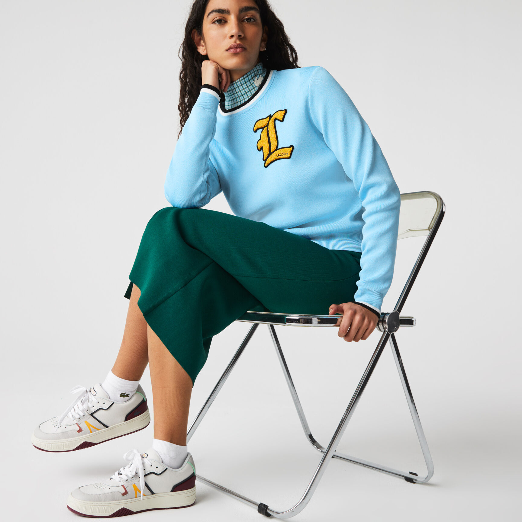 Women&rsquo;s Lacoste L!VE Crew Neck Badge Cotton Sweater