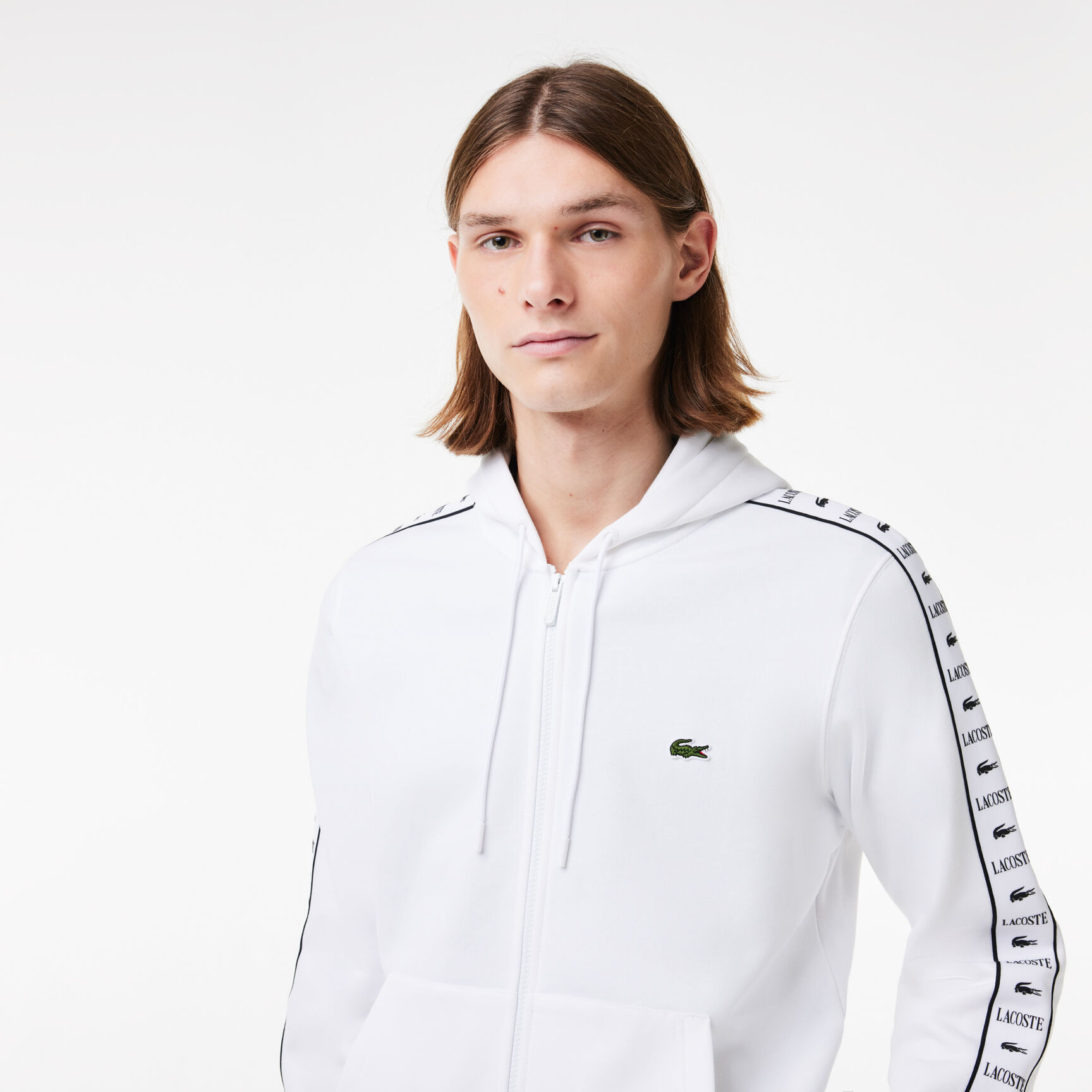 Logo Stripe Zip-Up Hoodie