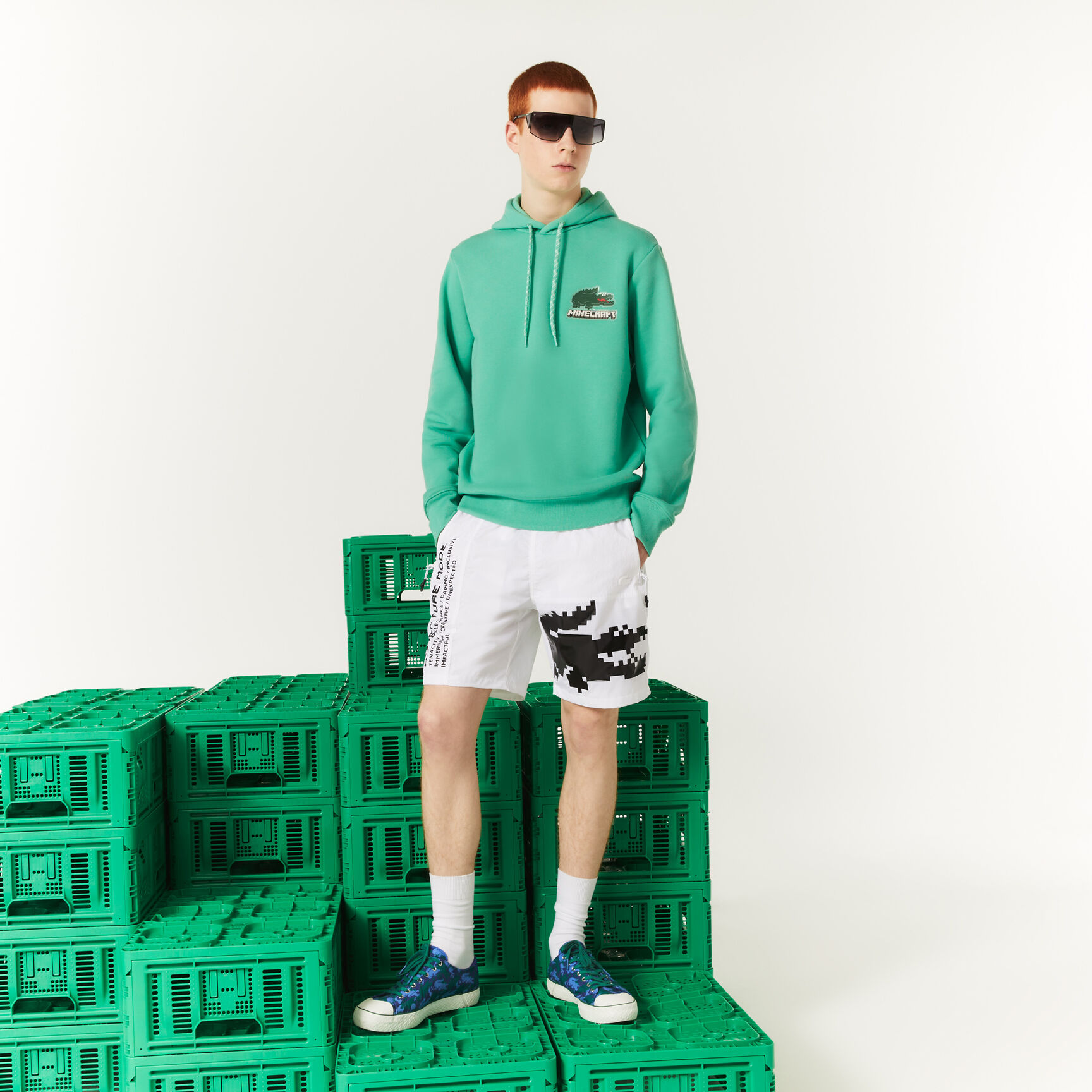 هودي صوف قطني للجنسين مجموعة Lacoste x Minecraft هودي صوف قطني للجنسين مجموعة Lacoste x Minecraft