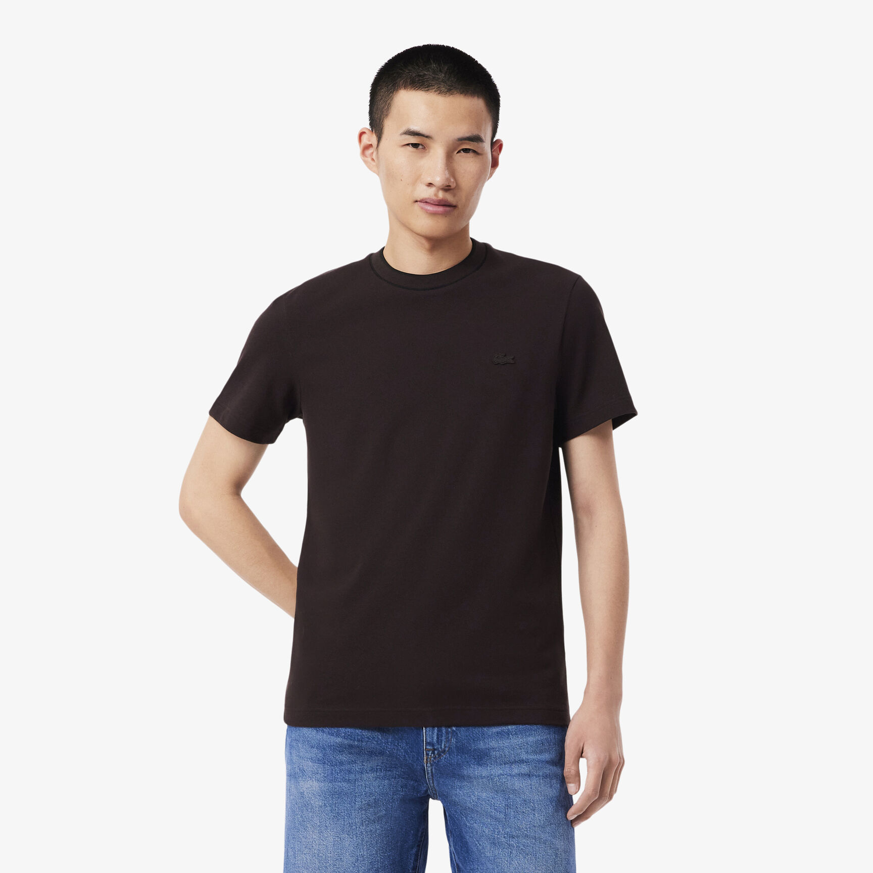 Stretch Pique Stripe Collar T-shirt