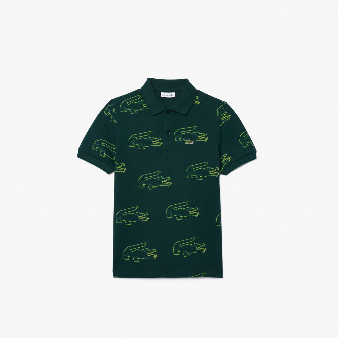 Crocodile Print Polo Shirt Green White LACOSTE QA Crocodile Print Polo Shirt Green White LACOSTE QA