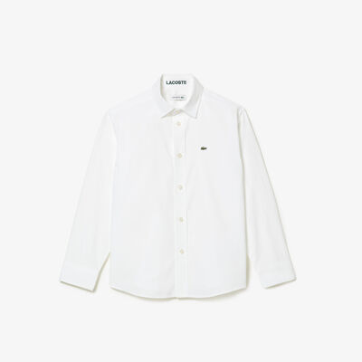 Kids' Lacoste Striped Print Oxford Cotton Shirt