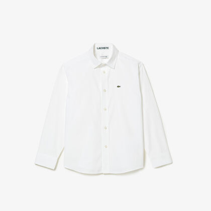 Kids' Lacoste Striped Print Oxford Cotton Shirt