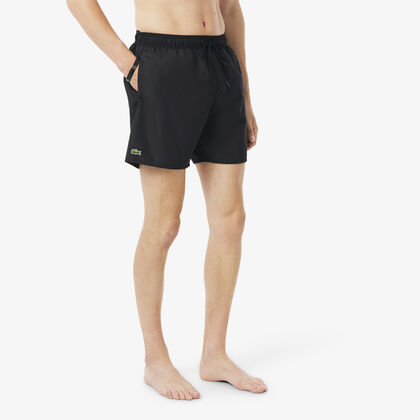 شورت سباحة أحادي اللون متوسط الطول