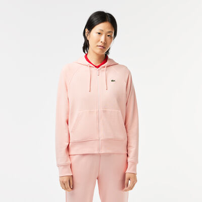Women's Lacoste Hooded Organic Fleece Zippered Jogger Sweatshirt