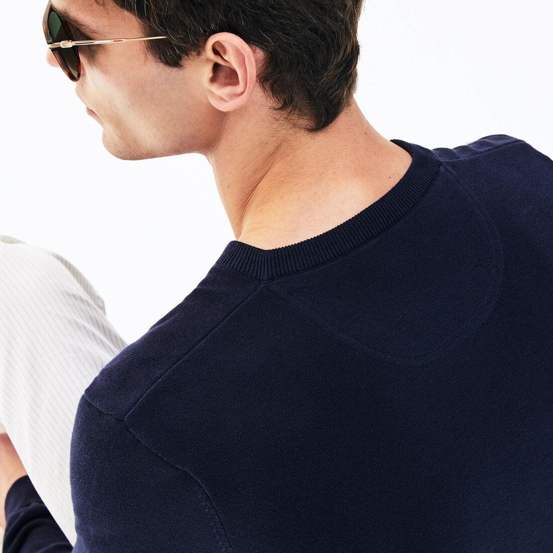 Men's V-neck Caviar Piqué Accent Cotton Jersey Sweater Men's V-neck Caviar Piqué Accent Cotton Jersey Sweater