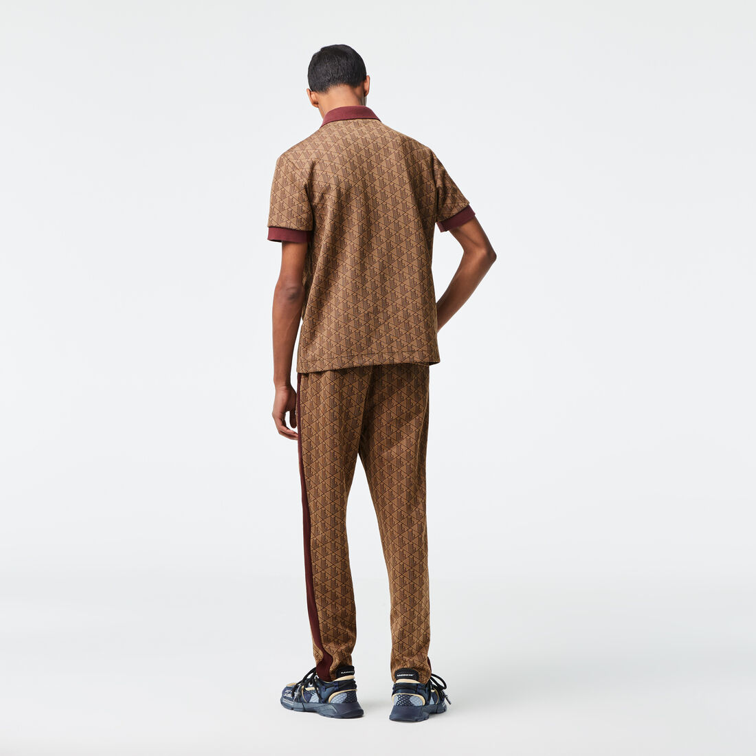 Men's Classic Fit Monogram Print Contrast Collar Polo Shirt Men's Classic Fit Monogram Print Contrast Collar Polo Shirt