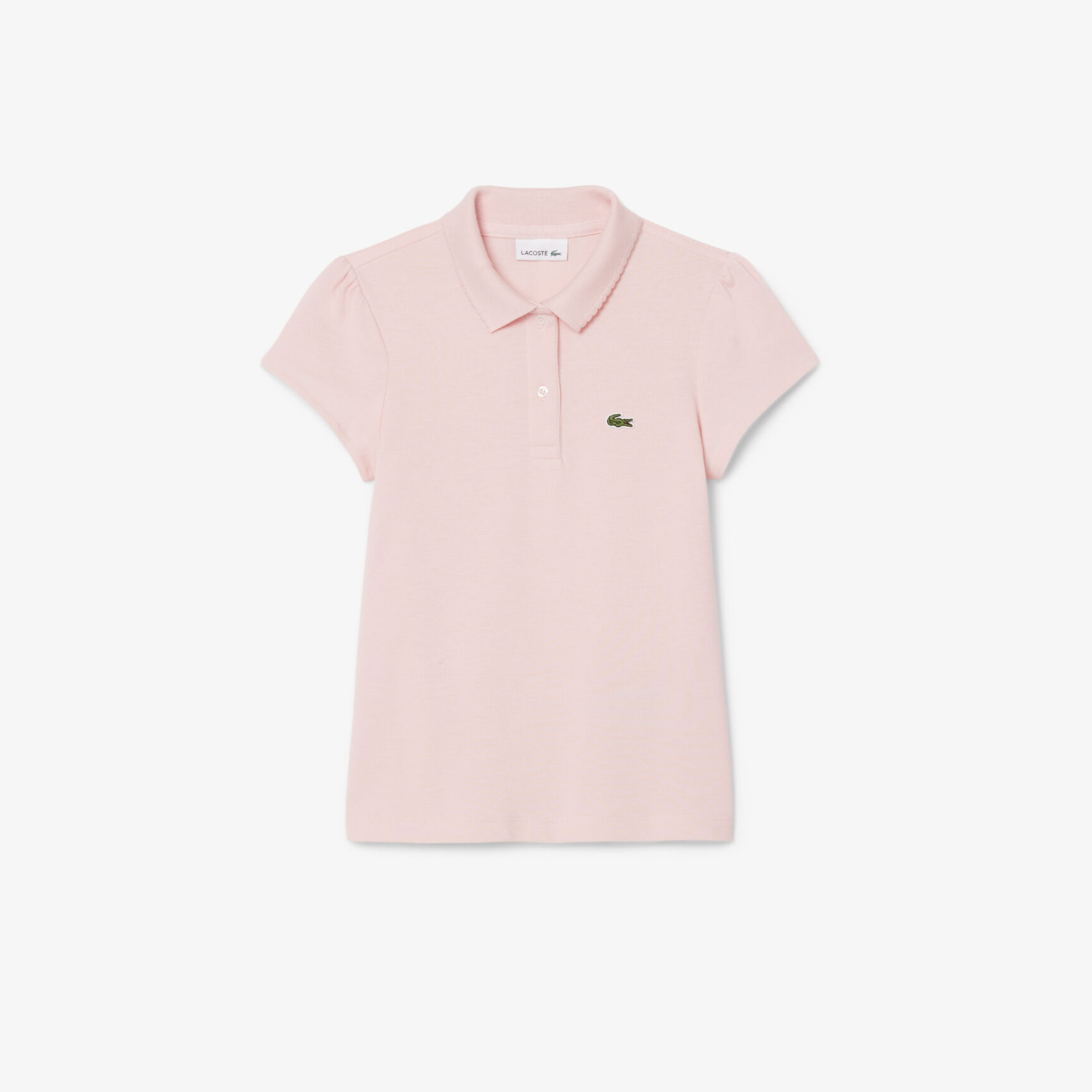 Scalloped Collar Mini Pique Polo Shirt