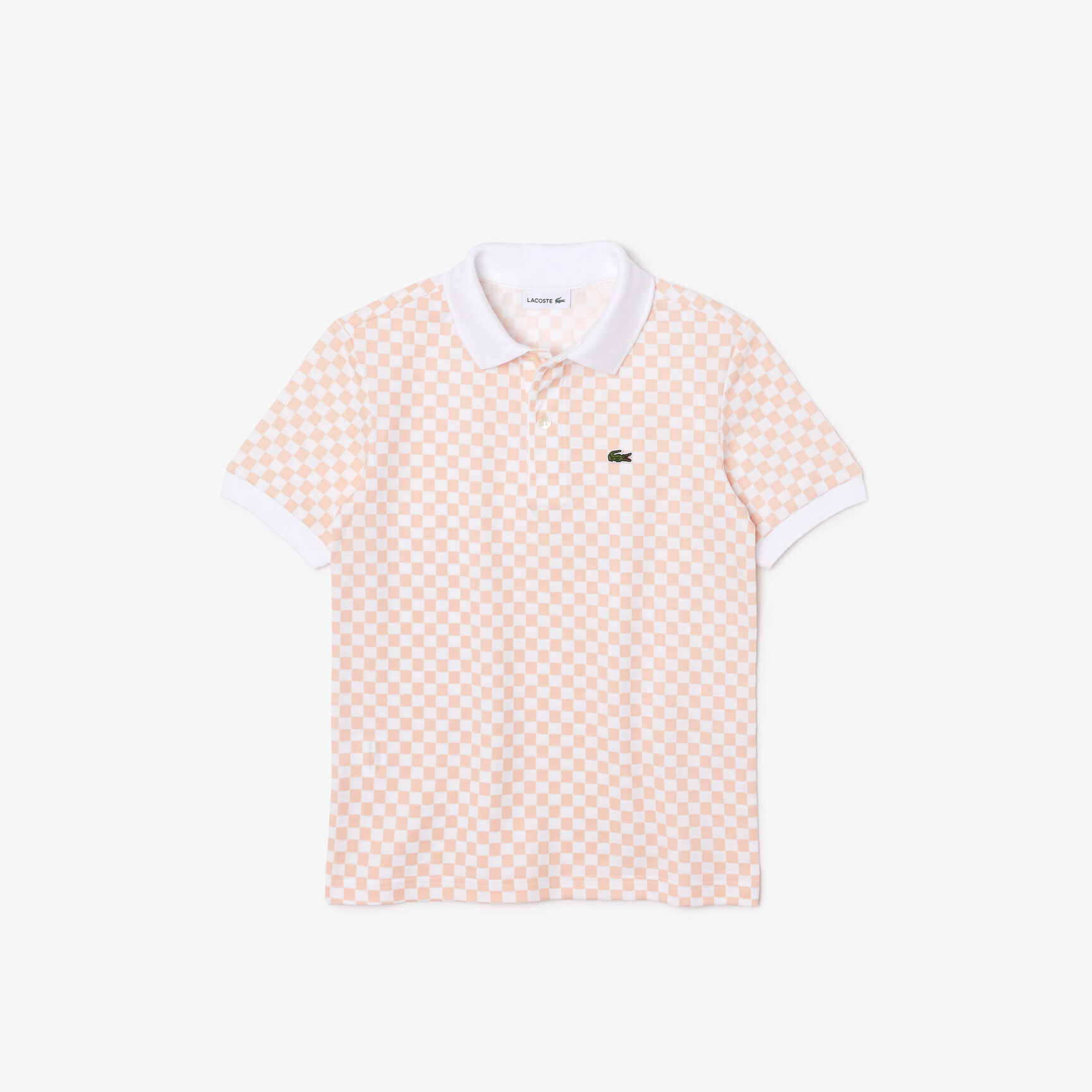 Boys' Lacoste Checkerboard Print Cotton Pique Polo Shirt