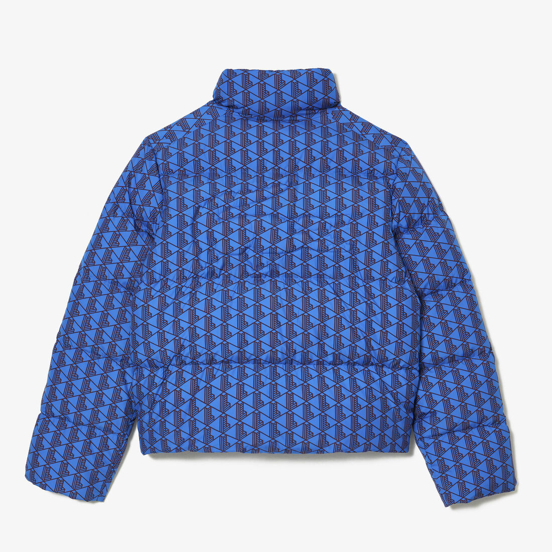 Hooded Monogram Print Puffer Jacket with Puffed Croc at Back Hooded Monogram Print Puffer Jacket with Puffed Croc at Back