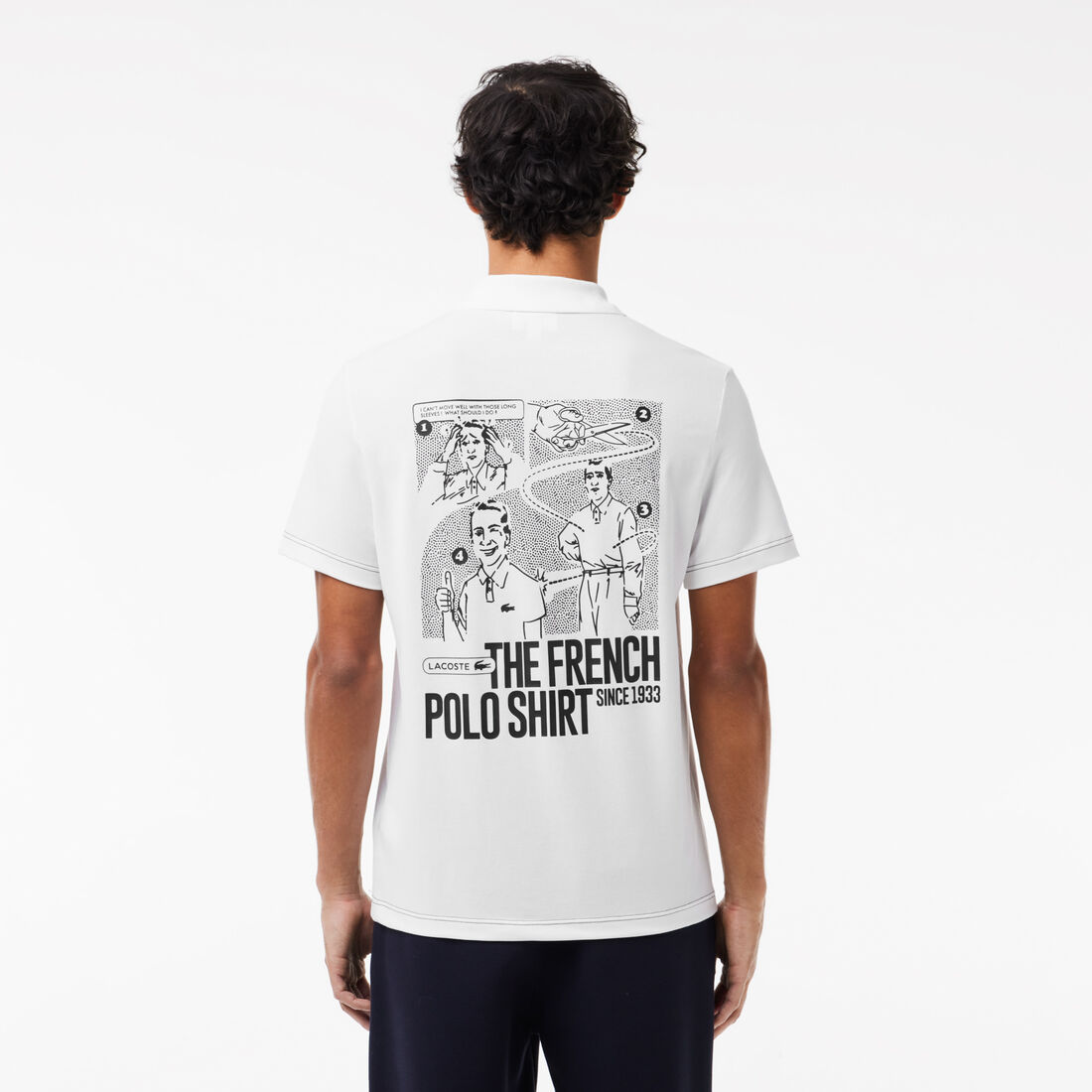 قميص بولو بطباعة أمامية وخلفية بحركة لاكوست قميص بولو بطباعة أمامية وخلفية بحركة لاكوست