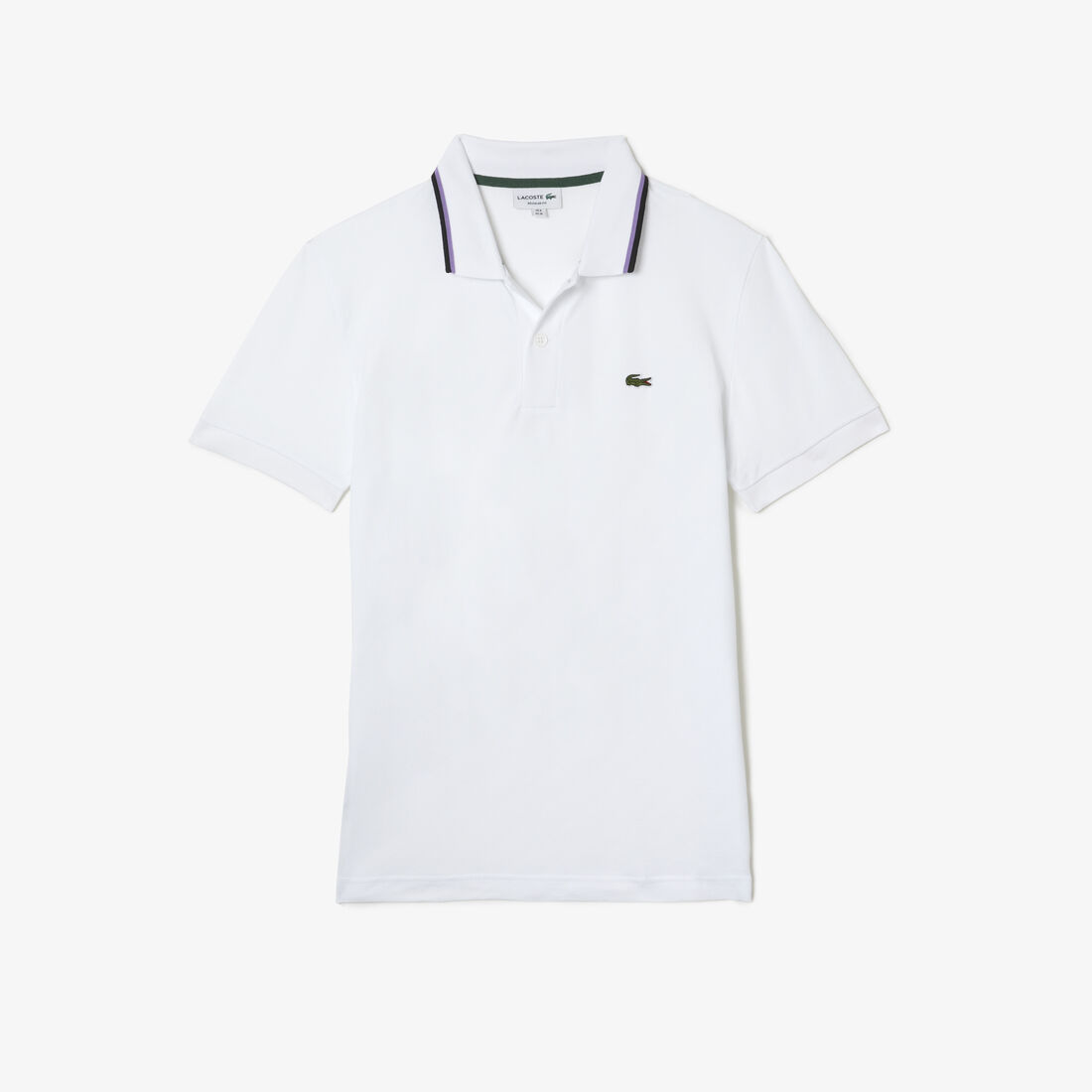 Men's Lacoste Regular Fit Striped Collar Cotton Petit Piqué Polo Shirt