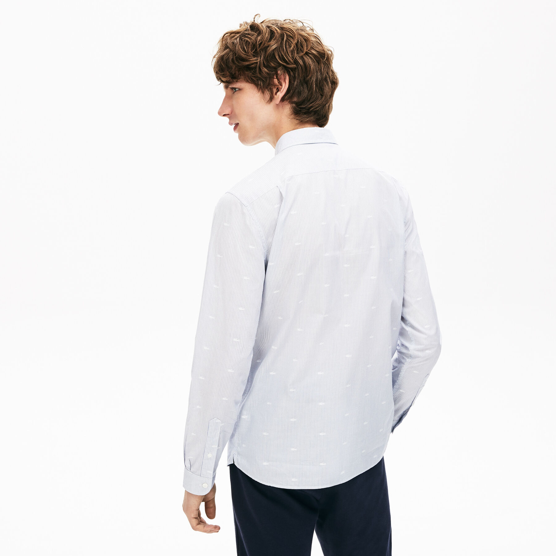 lacoste men s crocodile print poplin shirt