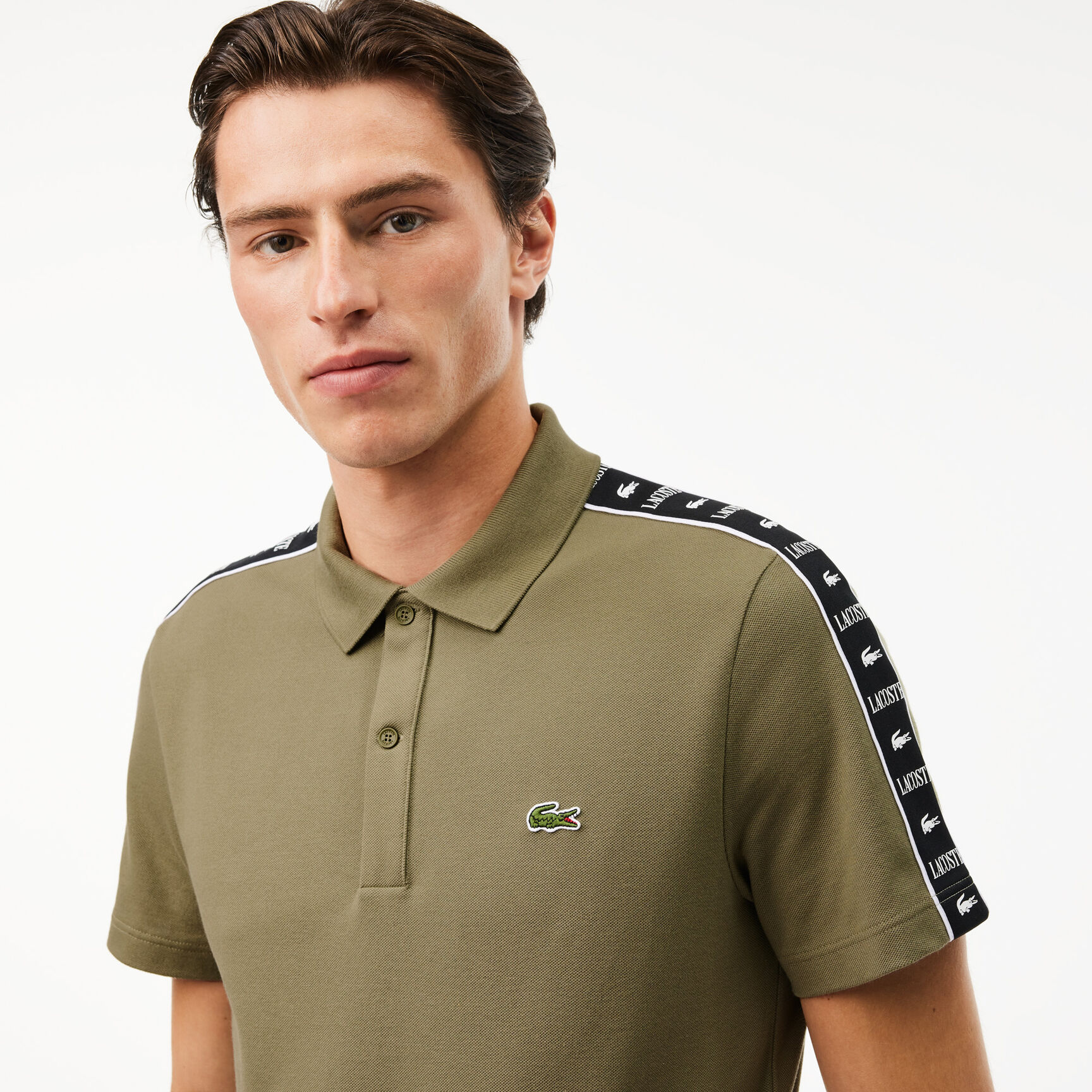 Contrast Stripe Pique Polo Shirt