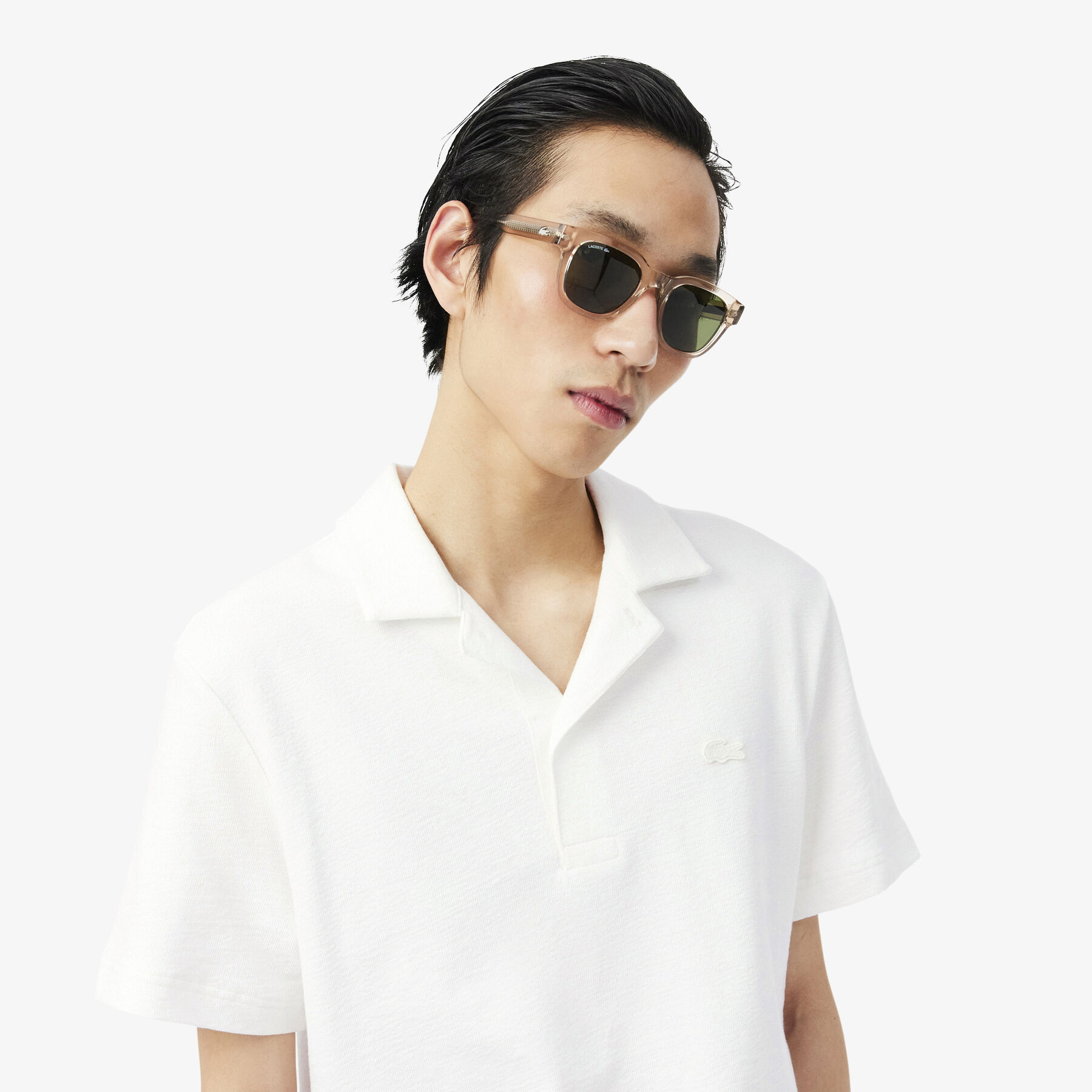 lacoste classic fit textured polo shirt