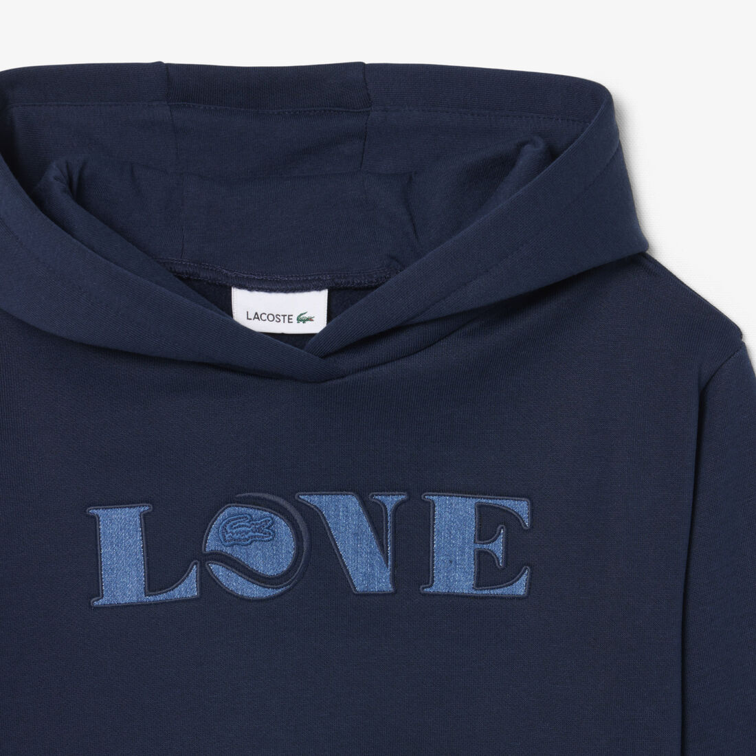 lacoste patch accent fleece badge hoodie