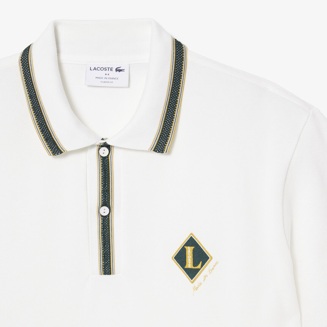 lacoste classic fit french made badge accent polo shirt