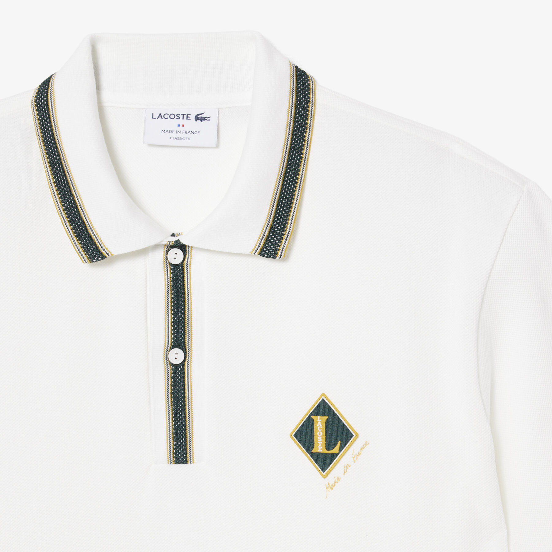 lacoste classic fit french made badge accent polo shirt