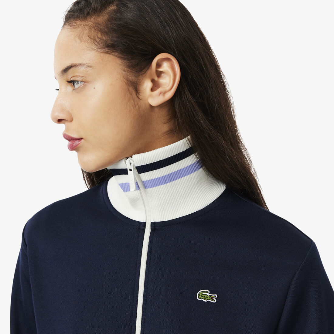 Zipped Stripe Accent Sweatshirt Zipped Stripe Accent Sweatshirt