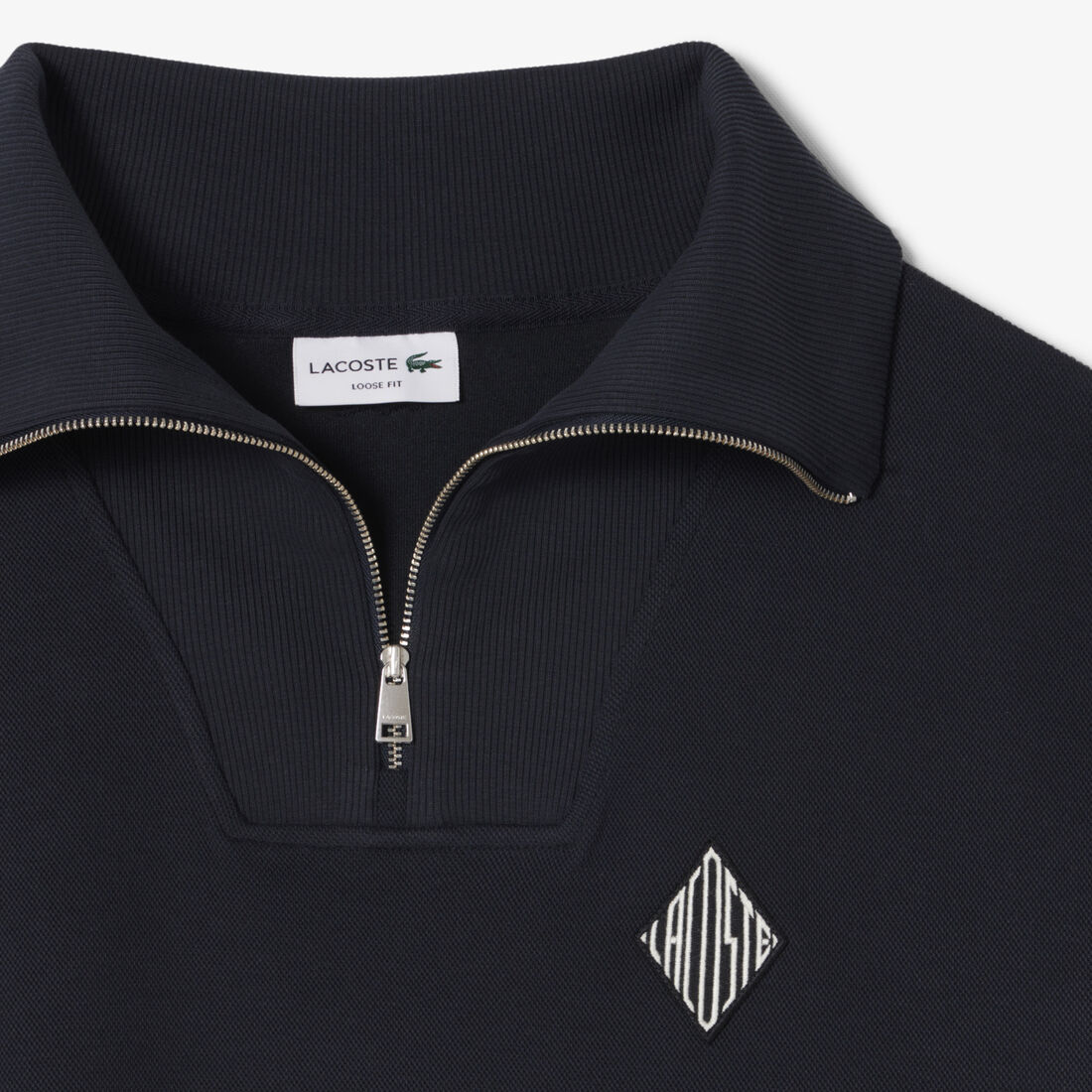 Loose Fit Zipped Neck Pique Sweatshirt Loose Fit Zipped Neck Pique Sweatshirt