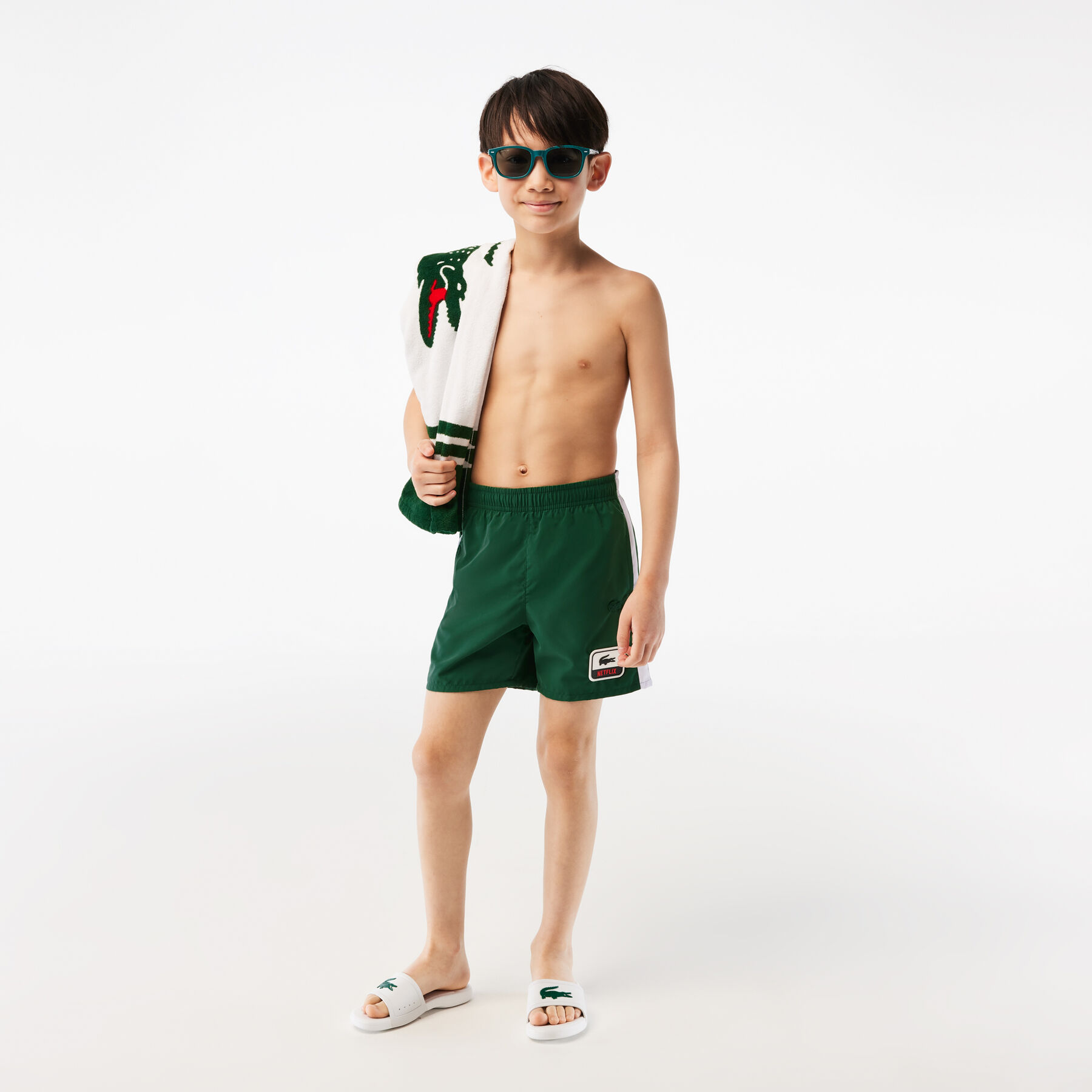Boy’s Lacoste x Netflix Contrast Badge Swim Trunks boy s lacoste x netflix contrast badge swim trunks