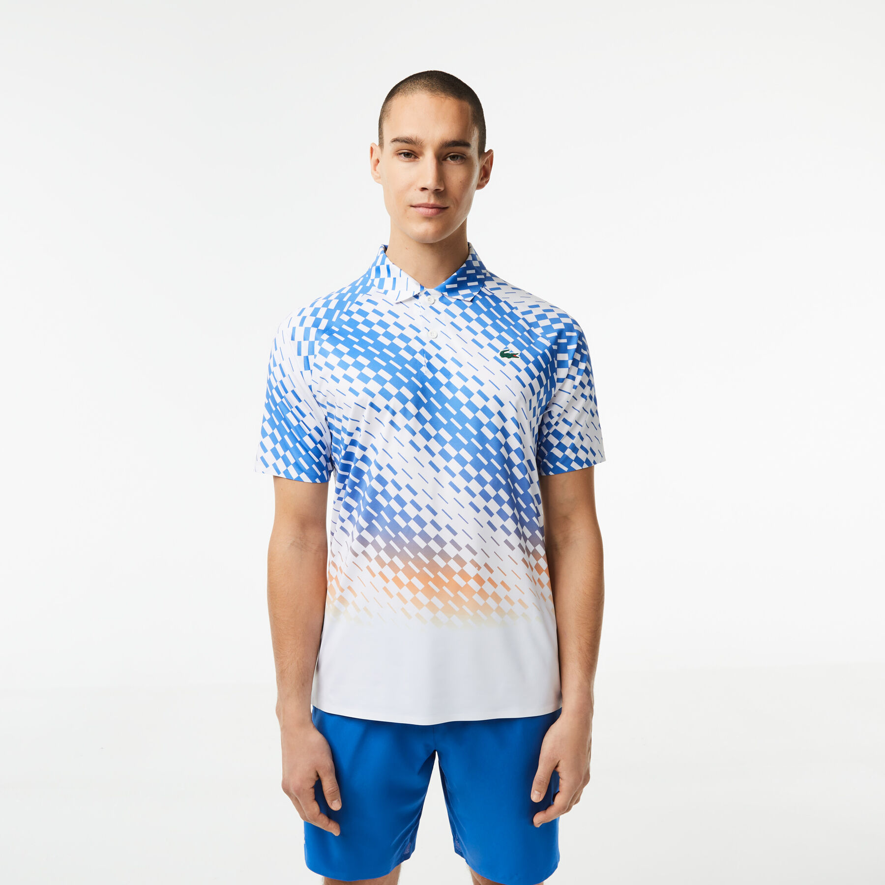 لاكوست تيشيرت بولو مزين بنقشة مربعات للرجال مجموعة lacoste tennis x novak djokovic