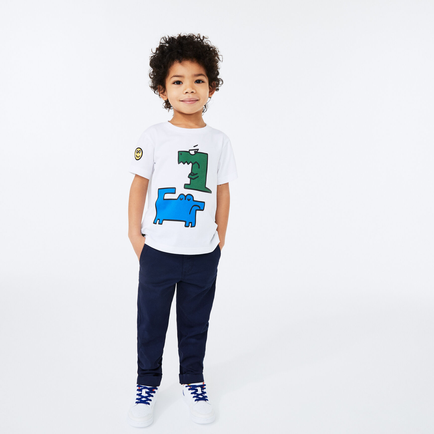 Boys' Crew Neck Croc Print Cotton T-shirt