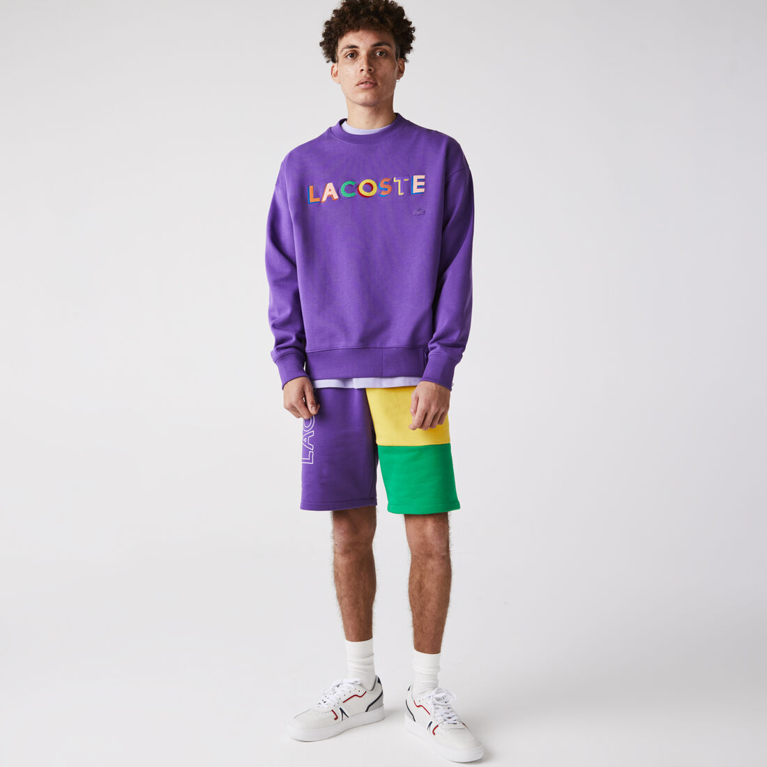 Men&rsquo;s Lettered Colorblock Fleece Bermuda Shorts