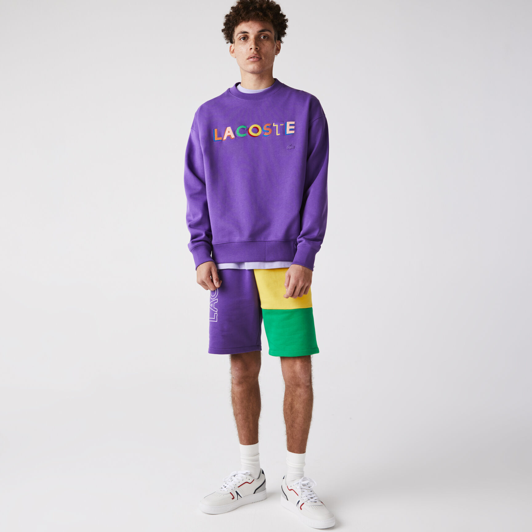 Men’s Lettered Colorblock Fleece Bermuda Shorts Men’s Lettered Colorblock Fleece Bermuda Shorts
