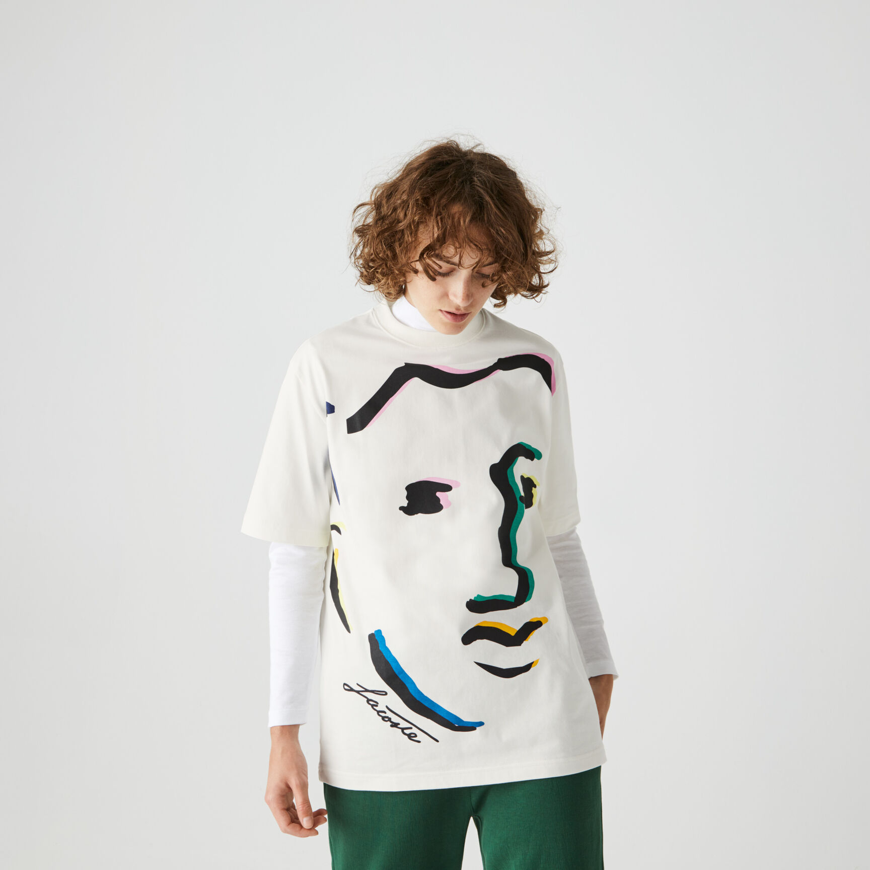 Unisex Lacoste LIVE Face Print Cotton T-shirt