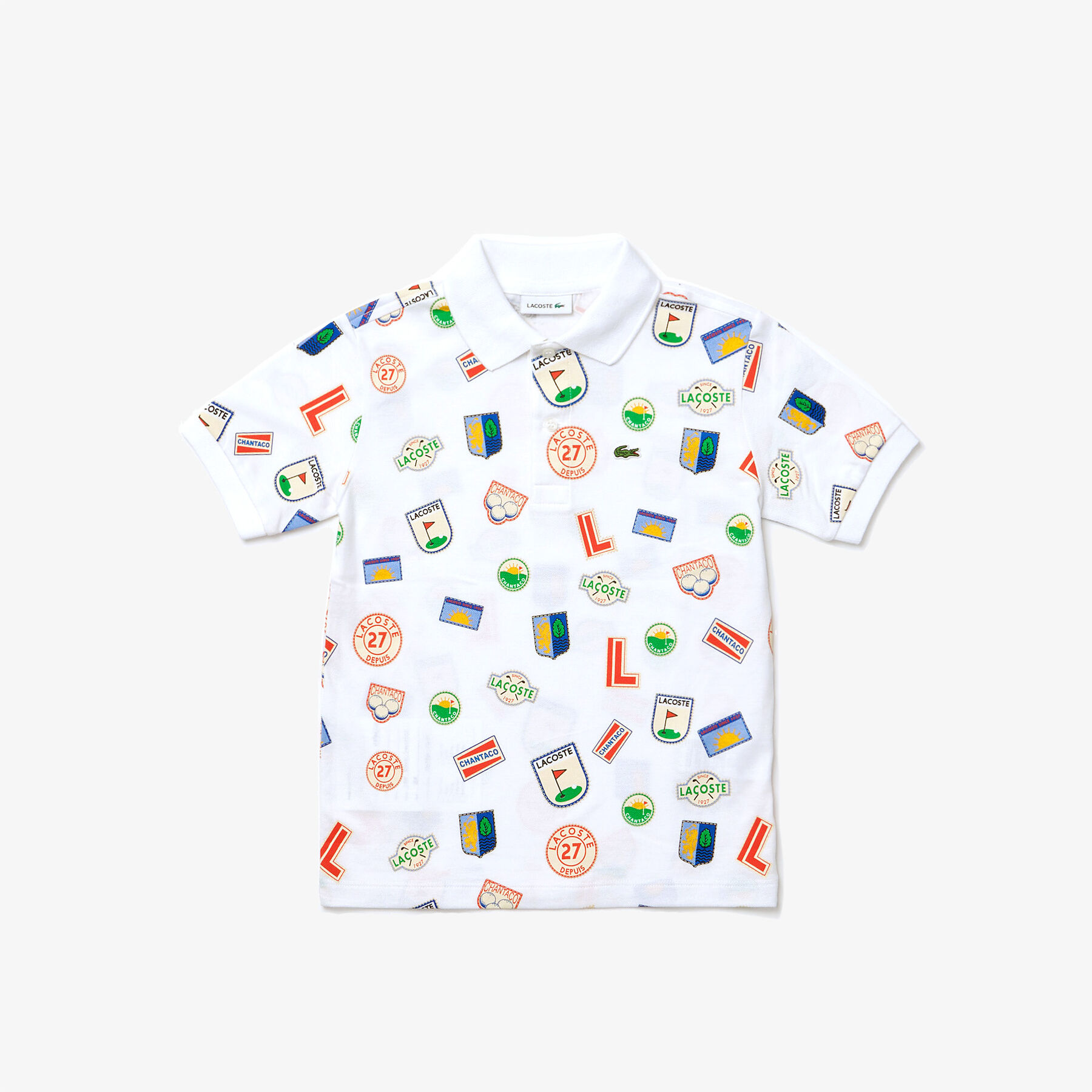 قميص بولو من بيكيه القطن للأولاد بطبعات شارة Lacoste لاكوست قميص بولو من بيكيه القطن للأولاد بطبعات شارة lacoste