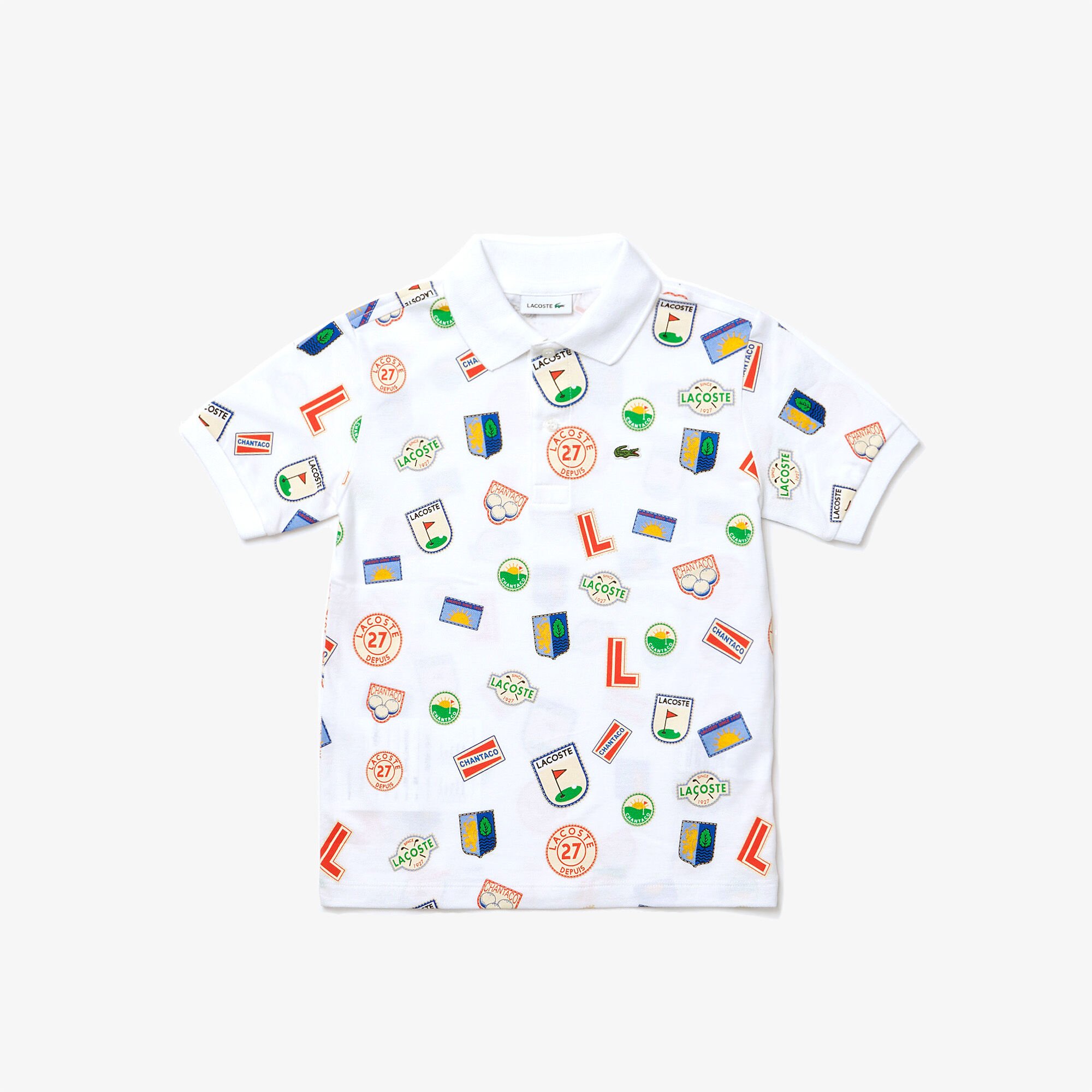 قميص بولو من بيكيه القطن للأولاد بطبعات شارة Lacoste قميص بولو من بيكيه القطن للأولاد بطبعات شارة Lacoste