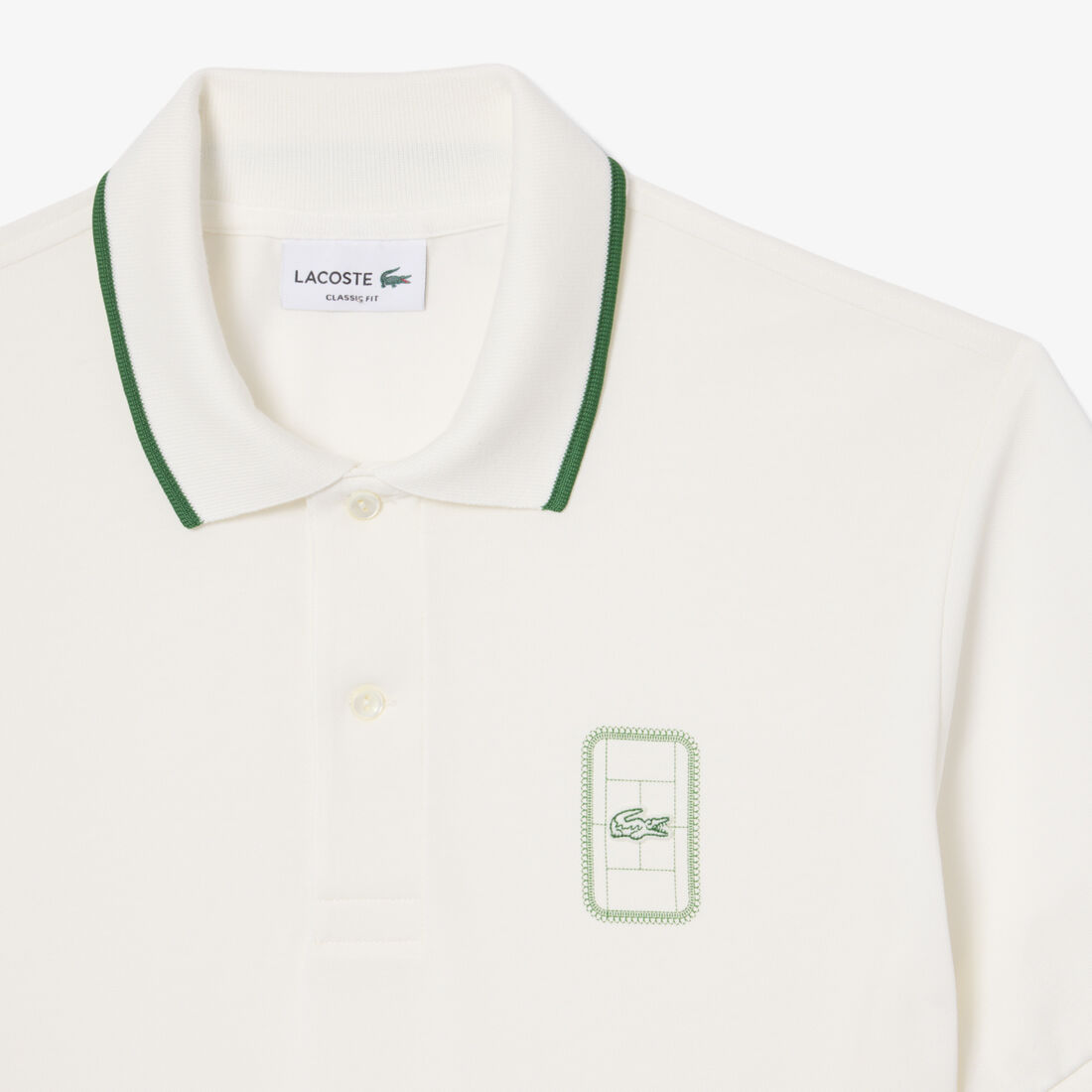 lacoste classic fit printed pique polo shirt