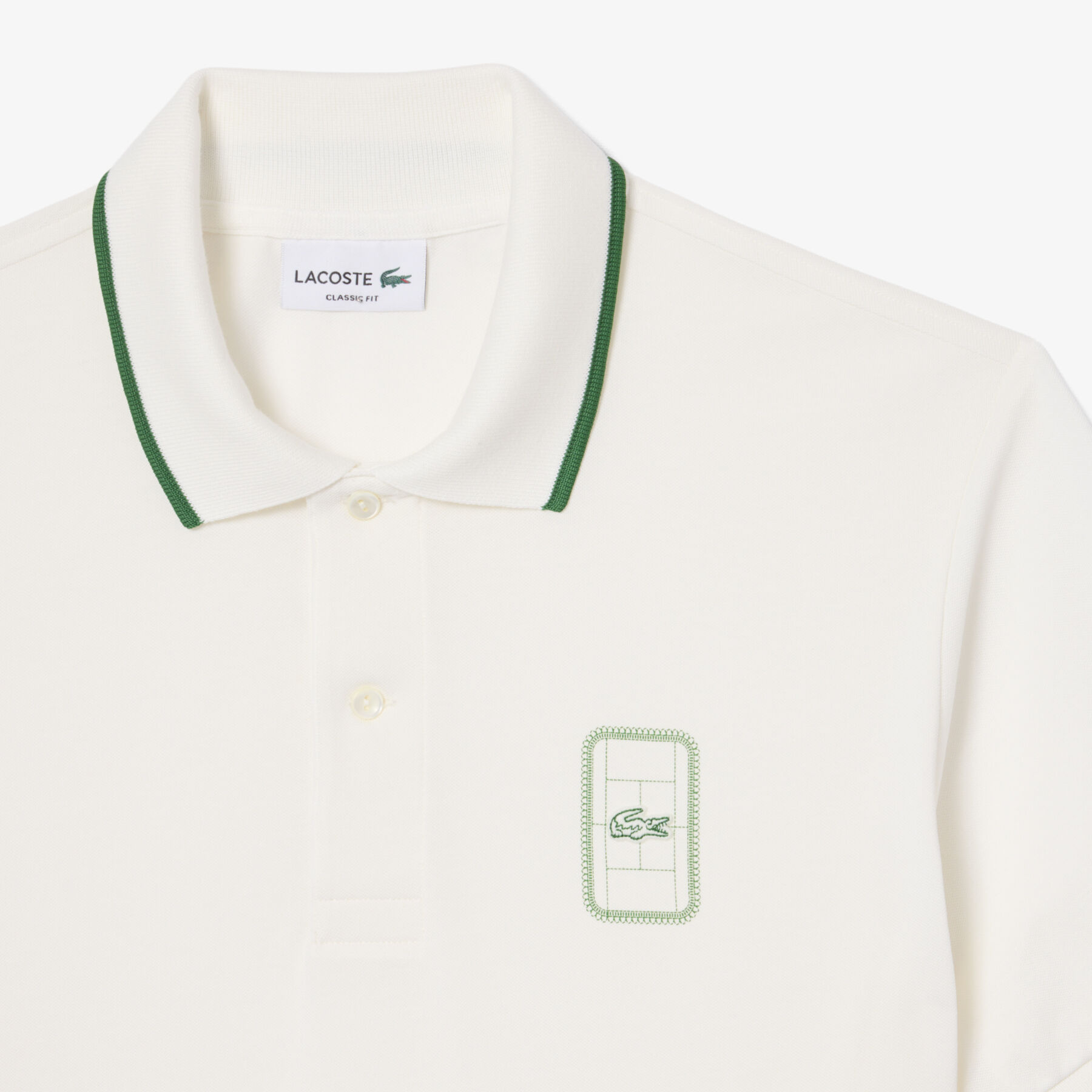 lacoste classic fit printed pique polo shirt
