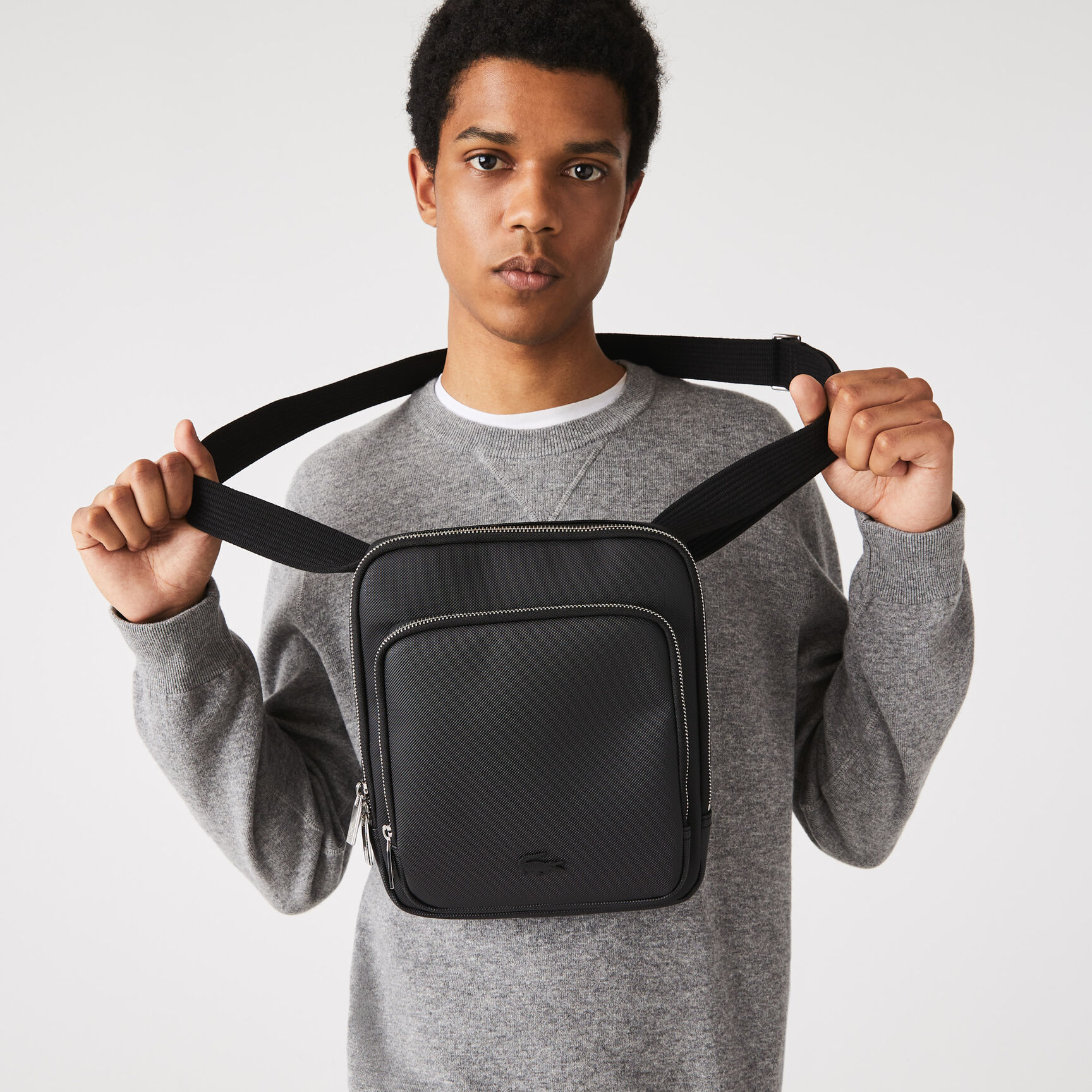 Men's Classic Zippered Pocket Rectangular Crossbody Bag