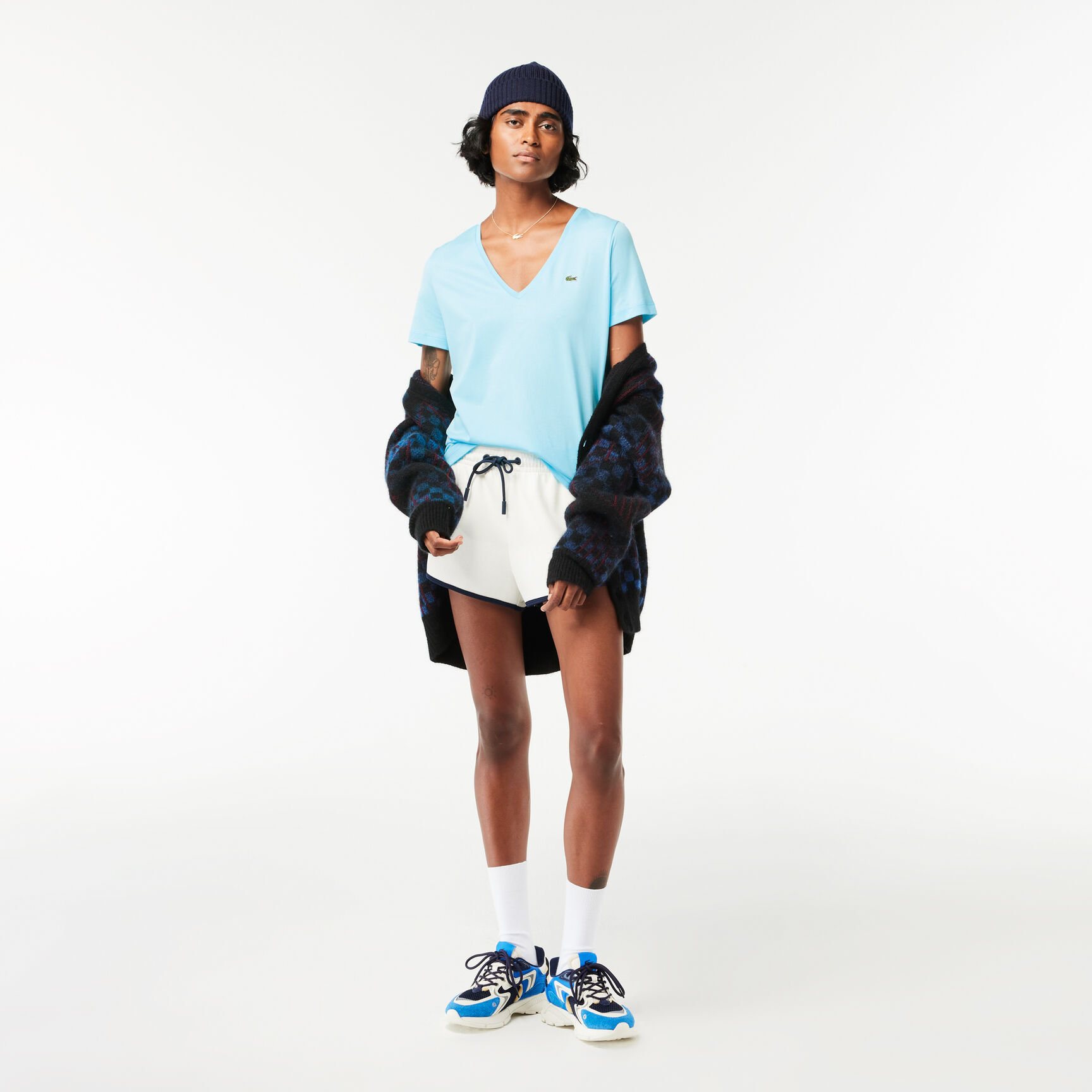 Women's V-neck Loose Fit Cotton T-shirt